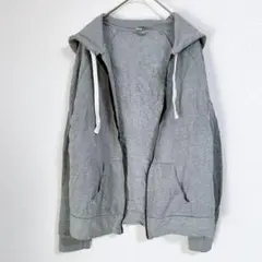 【裏起毛】ジップアップパーカー グレー Mサイズ スウェット フーディー