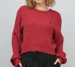 Beverly Hills Polo Club 赤 ケーブル編み セーター M