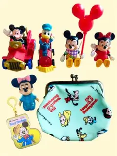 o*読様 東京ディズニーランド　レトロ　がま口　小銭入れ　フィギュア　ミッキーバ