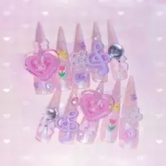 現品❤︎　原宿系　ゆめかわ　女児　ロングネイルチップ