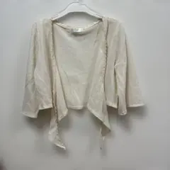 【秋先取り】 5分袖 前結び透かし編みボレロ レースアップキャミ 2点セット Mのサムネイル