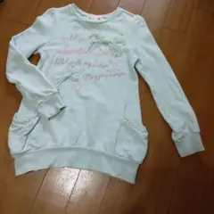 メゾピアノ 長袖 リボンとパール装飾のトレーナー L160