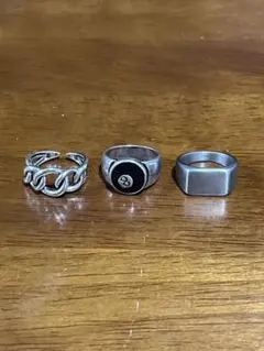 8ボール　シルバー チェーンデザイン リング　指輪　3点セット