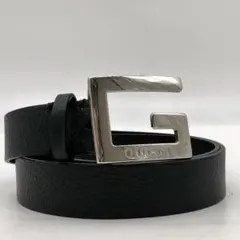 【未使用級】 GUCCI ベルト Gロゴ 刻印 シルバー レザー ブラック