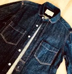 日本製 羽衣シャツ Macba Tros 藍インディゴ 丸襟デニムシャツ 羽織り