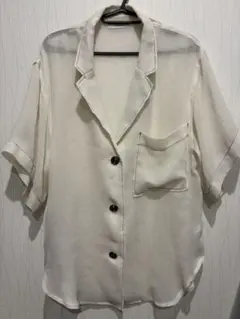 JEANASIS アイボリー 半袖シアーシャツ