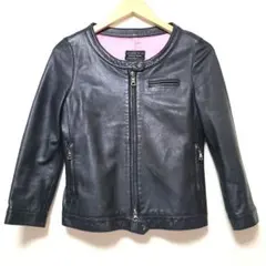 bric-a-brac　ラムレザー　ノーカラージャケット　ブラック　イタリア製
