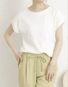 DRESKIP フロントレース　半袖　カットソーブラウス