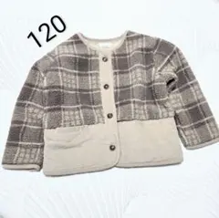 mamaraku チェック柄ジャケット 120サイズ 美品　ボア、コーデュロイ