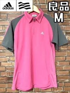 【24時間以内/匿名配送】アディダスゴルフ メンズ 半袖 ジップシャツ Mサイズ