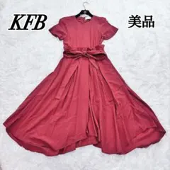 美品✨KFB 切り替え ロングフレア ワンピース リボン アシンメトリー 半袖