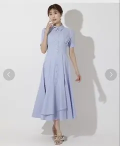 AND COUTURE ウエストリブシャツワンピース ライトブルー