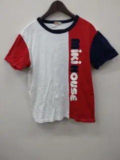 (14)miki HOUSE 半袖Tシャツ M ホワイト/レッド/ネイビー