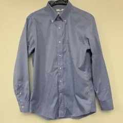 スーパーノンアイロンスリムフィットシャツ ボタンダウン M UNIQLO 青
