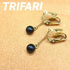 TRIFARI ブラック＆ゴールド 小さめサイズのイヤリング ヴィンテージのサムネイル