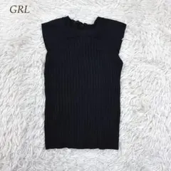GRL バックリボン ブラック ノースリーブ ニット トップス