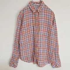 RIDER'S Lee 【M】ライダースリー チェック長袖シャツ サーモンピンク