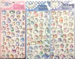 3枚 ボンボンドロップ シール ぷくぷく パンダ ペンギン クマ ネコ