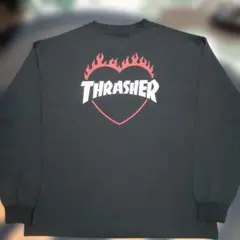 新品未使用　THRASHERスラッシャー　ファイヤーハート両面ロゴ　ロンTのサムネイル