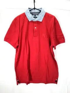 TOMMY HILFIGER 赤ポロシャツ Lサイズ