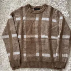 nano universe チェック柄 セーター モヘヤ混 Mサイズ