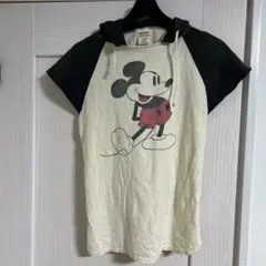 denim dungareeミッキーマウス フード付きTシャツ キッズ