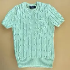 ラルフローレン ケーブルニット 半袖 グリーン S