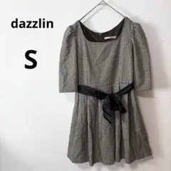 dazzlin ダズリン S チェック 千鳥格子柄 ワンピース ベルトリボン