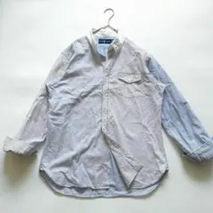 希少✨ラルフローレン　切替ブルーストライプ　クレリックシャツ　ポニーなし　L