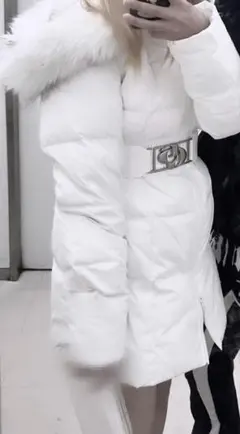 GYDA ダウンジャケット ベルト付き ギャル ホワイト 白 ロング