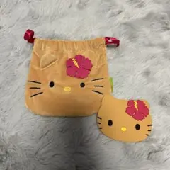 sweet9月増刊号付録　日焼けキティ巾着＆ミラーセット　スウィート