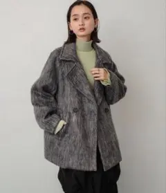 SENCE OF PLACE シャギーミドルコート　グレー系