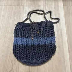 ネイビーと青のグラデーションショルダーバッグ