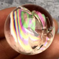 【虹特大！最強パワー！早い者勝ち】天然石　アイリスクォーツ　水晶　丸玉36