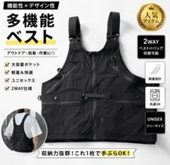 【期間限定SALE】フィッシングベスト 黒 軽量 多機能 2WAY 男女兼用のサムネイル