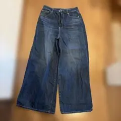 GU ダークブルー ワイドパンツ