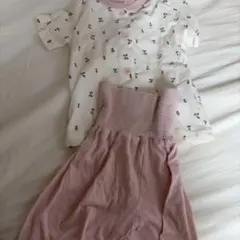 西松屋　ベビーパジャマ　さくらんぼ　女の子　腹巻き付き　前開き　90