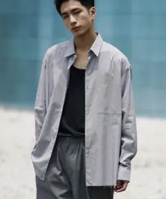 【WYM LIDNM】CUT-OFF HEM STRIPE SHIRT Mサイズのサムネイル
