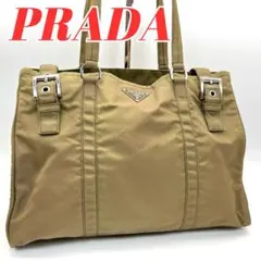 美品 PRADA プラダ テスート 三角ロゴプレート トートバッグ ショルダー