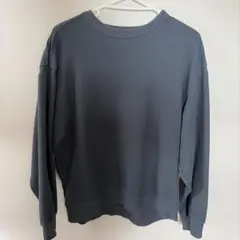 H&M ワッフル編み クルーネック スウェット ブルーグレーのサムネイル