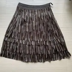 23区☆プリーツスカート36☆カーキ系☆フリル☆ティアードスカート