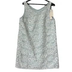 セシルマクビー　ノースリーブ　ワンピース　刺繍　花柄　ブルー　ホワイト