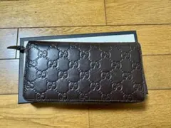 【良品】GUCCI 長財布 シマレザー ラウンドジップ