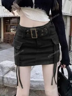 SHEIN 黒いタイトスカート ウエストベルト付き