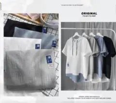 [LAiaPReL] メンズ パーカー 五分袖 tシャツ 白色 2XL 1-73