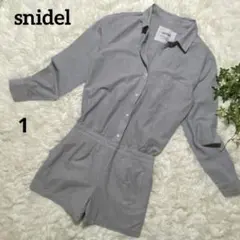 snidel スナイデル　長袖 ショートオールインワン　ストライプ　綿　麻　M