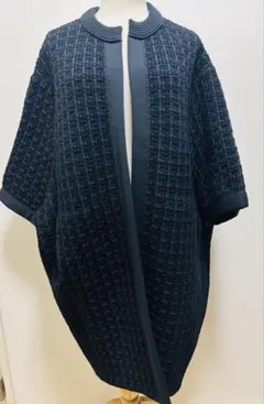 Drawer ドゥロワー　ノーカラー　コート　カーディガン　コットン　ネイビー