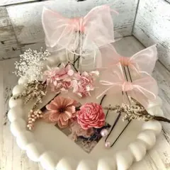 キッズ髪飾り七五三ドライフラワー【子供用】ヘアパーツ3歳7歳♡リボン♡チュール