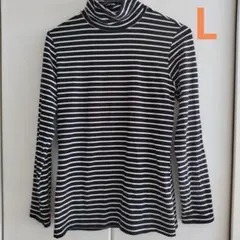UNIQLO　ヒートテック　L　タートルネック長袖Tシャツ　レディース　ボーダー