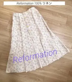 人気　Reformation 花柄フレアロングスカート リネン100%